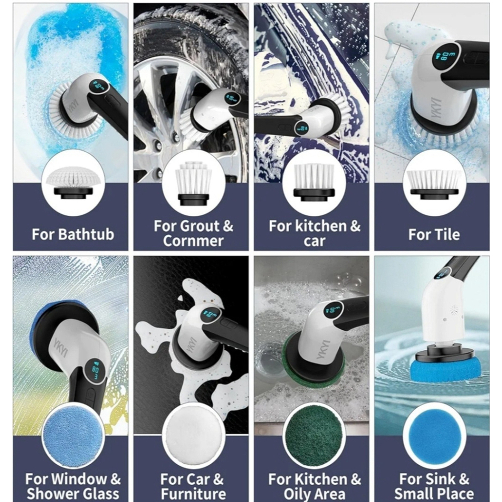 Electric Spin Scrubber, Cordless Cleaning Brush with 8 Replaceable Brush… - Picture 5 of 10